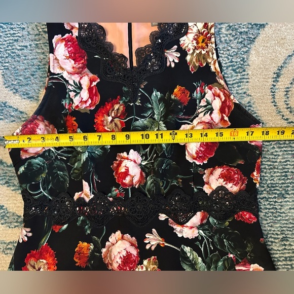 Chelsea 28 Black Foxie Floral Lace Trim Mini Dress size L - Picture 4 of 10